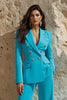 Load image into Gallery viewer, Blue Satin Peak Lapel 2 Piece Women Prom Suits with Pockets