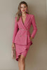 Load image into Gallery viewer, Fuchsia 2 Piece Peak Lapel Pencil Prom Suits with Pockets