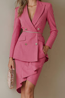 Load image into Gallery viewer, Fuchsia 2 Piece Peak Lapel Pencil Prom Suits with Pockets