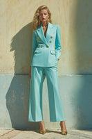 Load image into Gallery viewer, Blue Peak Lapel 2 Piece Satin Long Sleeves Prom Suits with Pockets