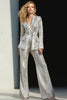 Load image into Gallery viewer, Sparkly Silver 2 Piece Sequins Notched Lapel Women Prom Suits