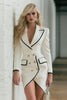 Load image into Gallery viewer, White Pencil Double Breasted Short Blazer Dress with Sleeves
