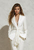 Load image into Gallery viewer, White 2 Piece Notched Lapel Ruched Business Suits with Sash