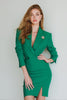 Load image into Gallery viewer, Dark Green Peak Lapel Bodycon Short Work Blazer Dress with Slit