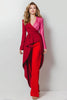 Load image into Gallery viewer, Red 2 Piece Shawl Lapel Satin Women Prom Suits with Sleeves