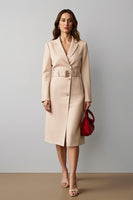 Load image into Gallery viewer, Champagne Notched Lapel Pencil Midi Blazer Dress with Belt