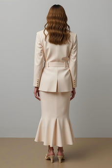 Champagne Satin Notched Lapel 2 Piece Business Suits with Belt