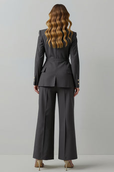 Dark Grey 2 Piece Peak Lapel Double Breasted Business Suits