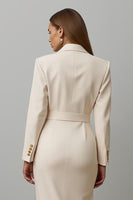 Load image into Gallery viewer, Champagne Pencil Notched Lapel Single Breasted Midi Blazer Dress