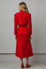 Load image into Gallery viewer, Red 2 Piece Satin A Line Notched Lapel Midi Prom Suits