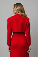 Load image into Gallery viewer, Red 2 Piece Satin A Line Notched Lapel Midi Prom Suits