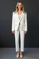 Load image into Gallery viewer, Sparkly White 2 Piece Shawl Lapel Prom Suits with Buttons