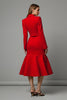 Load image into Gallery viewer, 2 Piece Red Satin Mermaid Satin Midi Prom Suits