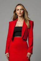 Load image into Gallery viewer, 2 Piece Red Satin Mermaid Satin Midi Prom Suits