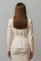 Load image into Gallery viewer, 2 Piece Ivory Notched Lapel Pencil Midi Business Suits with Slit