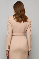 Load image into Gallery viewer, Blush Pencil Long Sleeves Double Breasted Midi Blazer Dress with Slit