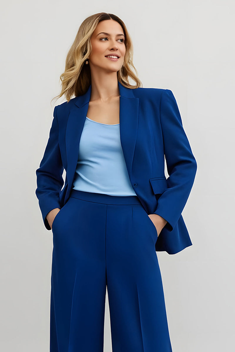 Load image into Gallery viewer, 2 Piece Dark Blue Satin Notched Lapel Business Suits with Pockets
