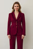 Load image into Gallery viewer, Burgundy Satin Shawl Lapel 2 Piece Women Prom Suits with Ruffles