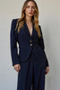 Load image into Gallery viewer, 2 Piece Navy Satin Single Breasted Long Sleeves Business Suits