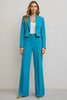 Load image into Gallery viewer, Blue 2 Piece Satin Peak Lapel Single Breasted Women Prom Suits