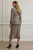 Load image into Gallery viewer, 2 Piece Coffee Leopard Satin Notched Lapel Midi Women Prom Suits