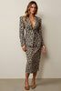 Load image into Gallery viewer, Coffee 2 Piece Pencil Satin Leopard Midi Women Prom Suits