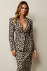 Load image into Gallery viewer, Coffee 2 Piece Pencil Satin Leopard Midi Women Prom Suits