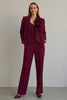 Load image into Gallery viewer, Burgundy 2 Piece Satin Ruffled Women Prom Suits with Pockets