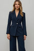 Load image into Gallery viewer, Navy 2 Piece Satin Notched Lapel One Button Women Prom Suits