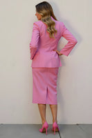 Load image into Gallery viewer, Pink 2 Piece Satin Pencil Single Breasted Midi Women Prom Suits