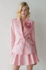 Load image into Gallery viewer, Pink 2 Piece Satin Notched Lapel Short Women Prom Suits with 3D Flower