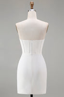 Load image into Gallery viewer, Sparkly White Strapless Tight Short Corset Homecoming Dress with Beading