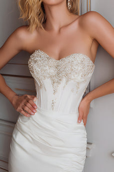 Sparkly White Tight Sweetheart Short Corset Homecoming Dress with Beading