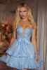 Load image into Gallery viewer, Blue A-Line Ruffled Sweetheart Short Corset Homecoming Dress with Bow