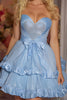 Load image into Gallery viewer, Blue A-Line Ruffled Sweetheart Short Corset Homecoming Dress with Bow