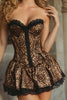 Load image into Gallery viewer, Coffee Leopard A-Line Sweetheart Short Corset Homecoming Dress with Ruffles