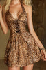 Load image into Gallery viewer, Coffee Leopard  A-Line Halter Neck Short Homecoming Dress
