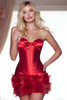 Load image into Gallery viewer, Red Satin Tight Short Corset Homecoming Dress with 3D Flowers