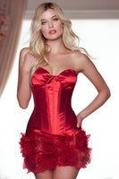 Load image into Gallery viewer, Red Satin Tight Short Corset Homecoming Dress with 3D Flowers