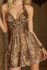 Load image into Gallery viewer, Coffee Leopard A Line Halter Short Homecoming Dress with 3D Flower