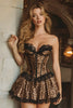 Load image into Gallery viewer, Coffee Leopard A Line Sweetheart Short Corset Homecoming Dress with Lace