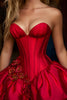 Load image into Gallery viewer, Floral Red Satin A Line Sweetheart Short Corset Homecoming Dress