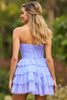Load image into Gallery viewer, Lilac A Line Chiffon Tiered Strapless Short Homecoming Dress with Keyhole