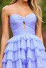 Load image into Gallery viewer, Lilac A Line Chiffon Tiered Strapless Short Homecoming Dress with Keyhole