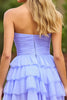 Load image into Gallery viewer, Lilac A Line Chiffon Tiered Strapless Short Homecoming Dress with Keyhole