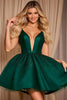 Load image into Gallery viewer, Sparkly Dark Green A Line Deep V-Neck Short Homecoming Dress with Beading