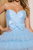 Load image into Gallery viewer, Sparkly Blue A Line Ruffled Sweetheart Short Homecoming Dress with Bow