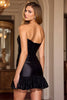 Load image into Gallery viewer, Simple Black Satin Tight Strapless Short Homecoming Dress
