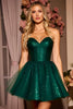 Load image into Gallery viewer, Sparkly Dark Green A Line Short Corset Homecoming Dress with Sequins