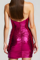 Load image into Gallery viewer, Sparkly Fuchsia Tight Metallic Short Homecoming Dress with Sequins